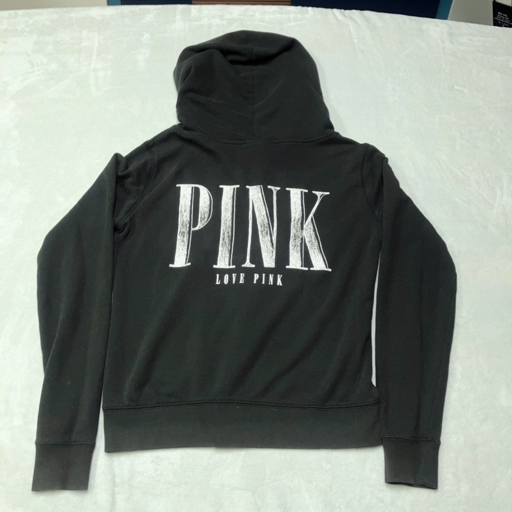 Y2K Victoria's Secret Love PINK Hoodie Women's S Full Zip Sweater Spellout VTG